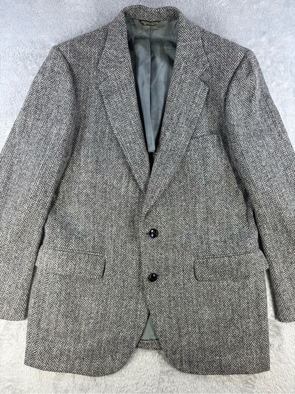 Harris Tweed Gray Herringbone Wool Blazer Estimated 38R
